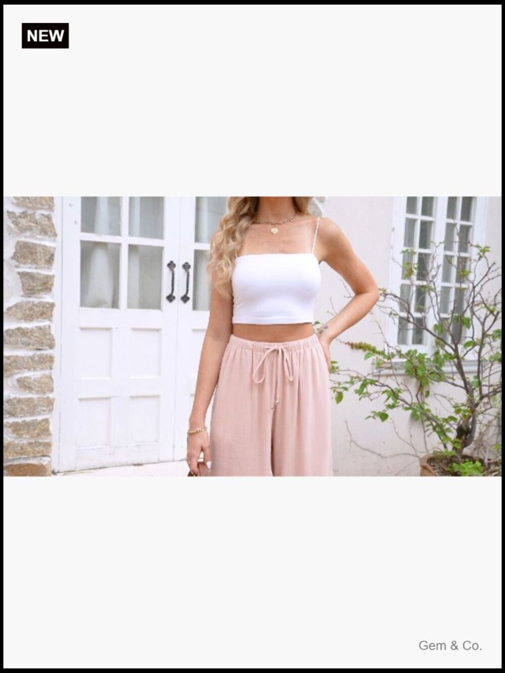 Women's Linen Palazzo Pants Flowy Wide Leg Summer Pants with Pockets - Picture 6 of 6